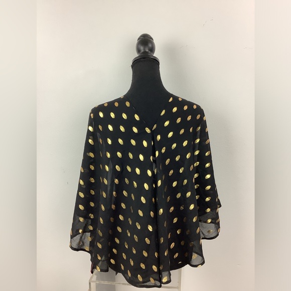 NWT Never Fully Dressed Black Multi Way flowy Dress/cover Gold dots on sheer - Picture 6 of 13